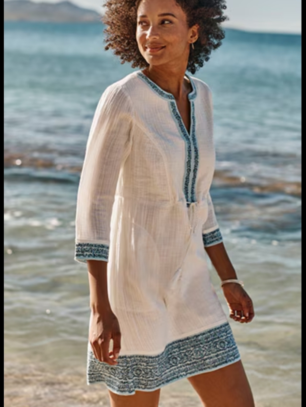 J.Jill Dress with Blue Embroidered Trim